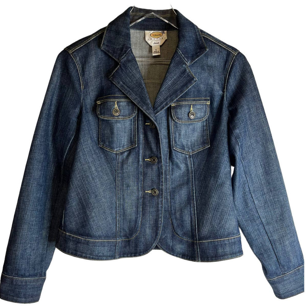 Vintage Talbots Denim Jean Jacket Stretch Tailored Fit Women's Size 6